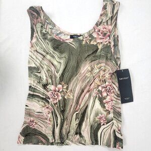 Karen Kane Lifestyle Women's Lady Like Swirl Print Tank Green Shirt NEW Large L